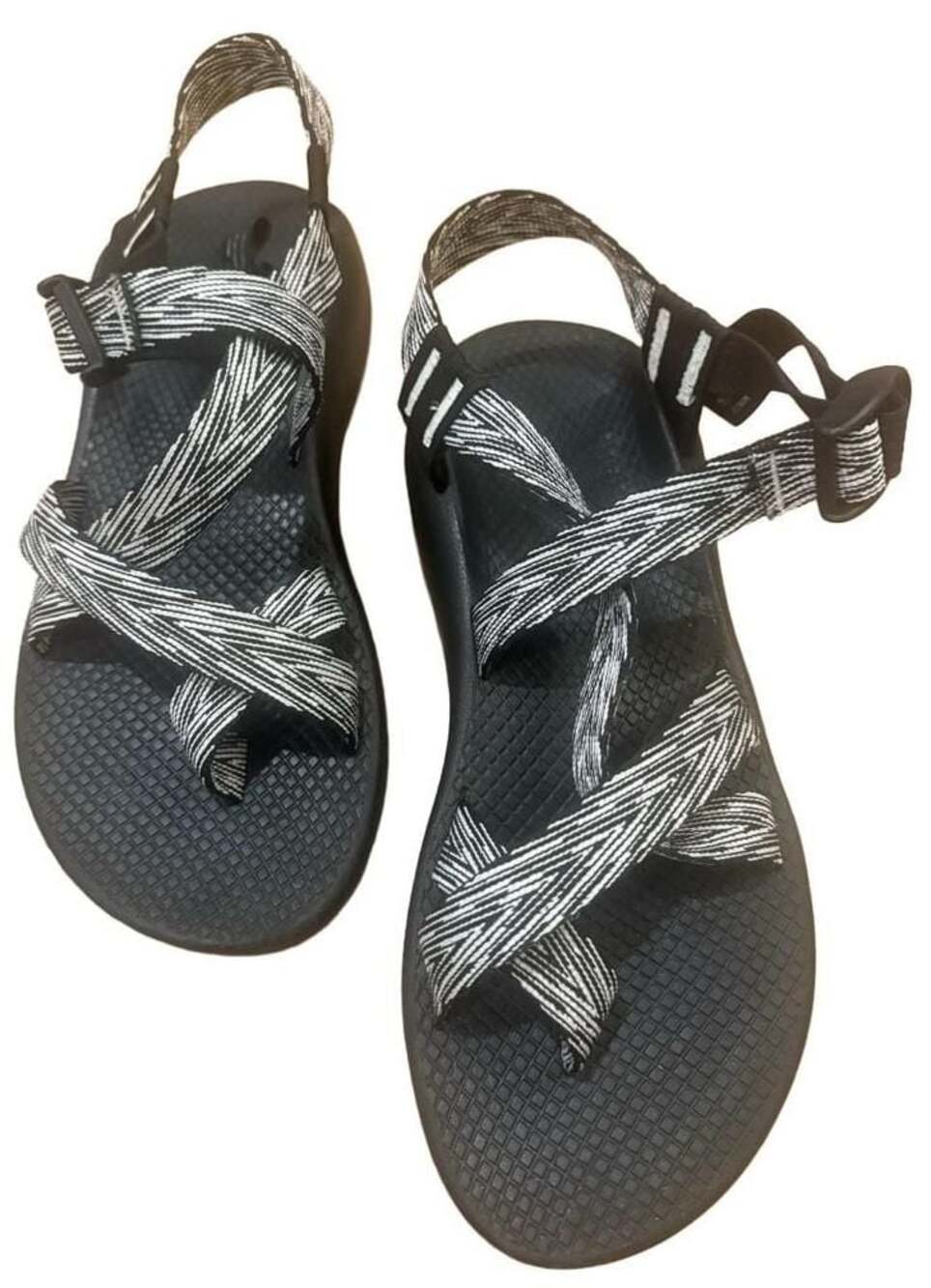 Chaco Z/Cloud Women’s Sandals Black White Stripe Adjustable Sport Hiking Sz 10